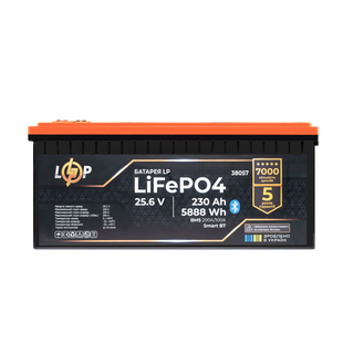 Акумулятор LP LiFePO4 25,6V - 230 Ah (5888Wh) (BMS 200A/100А) пластик Smart BT 38057 фото