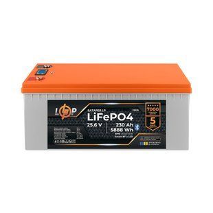 Акумулятор LP LiFePO4 25,6V - 230 Ah (5888Wh) (BMS 200A/100А) пластик LCD Smart BT 23535 фото