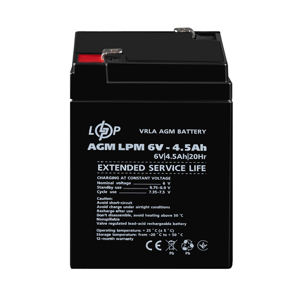 Аккумулятор AGM LPM 6V - 4.5 Ah 3860 фото