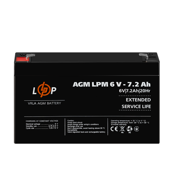 Аккумулятор AGM LPM 6V - 7.2 Ah 3859 фото