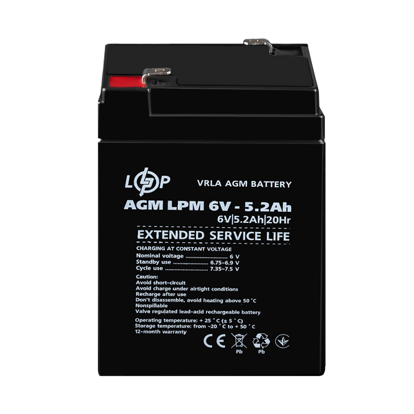 Аккумулятор AGM LPM 6V - 5.2 Ah 4158 фото