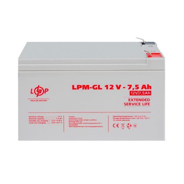 Аккумулятор гелевый LPM-GL 12V - 7.5 Ah 6562 фото